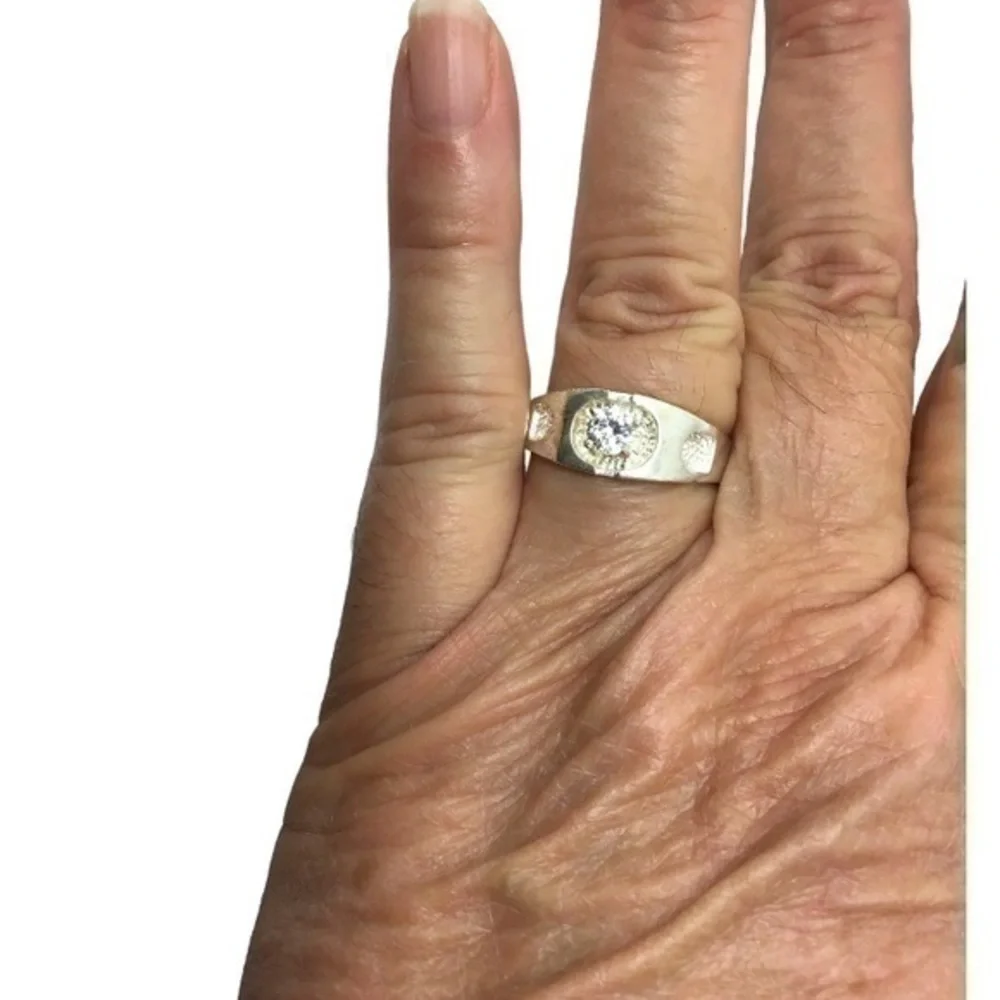 Sterling silver CZ band ring size 10.25